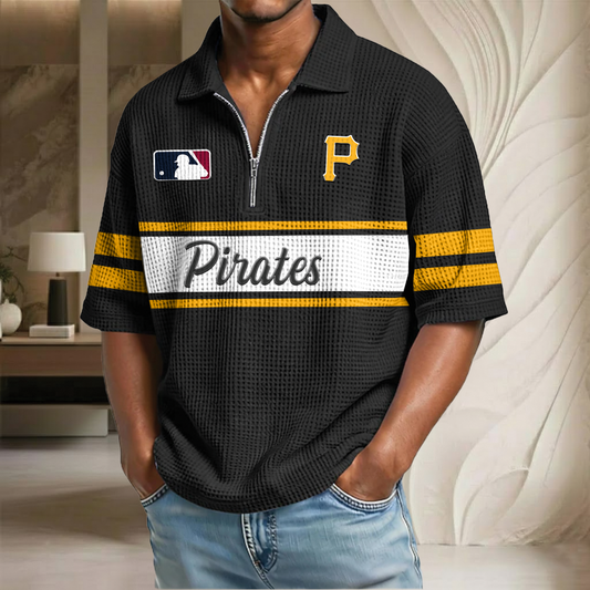 MLB x PIT Baseball Waffle Half-Zip Polo Shirt HLP HLPHUONG