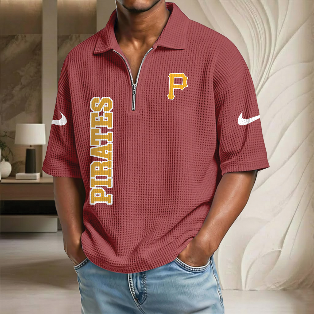 MLB x PIT Baseball Waffle Half-Zip Polo Shirt HLP HLPHUONG