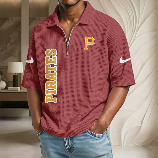 MLB x PIT Baseball Waffle Half-Zip Polo Shirt HLP HLPHUONG