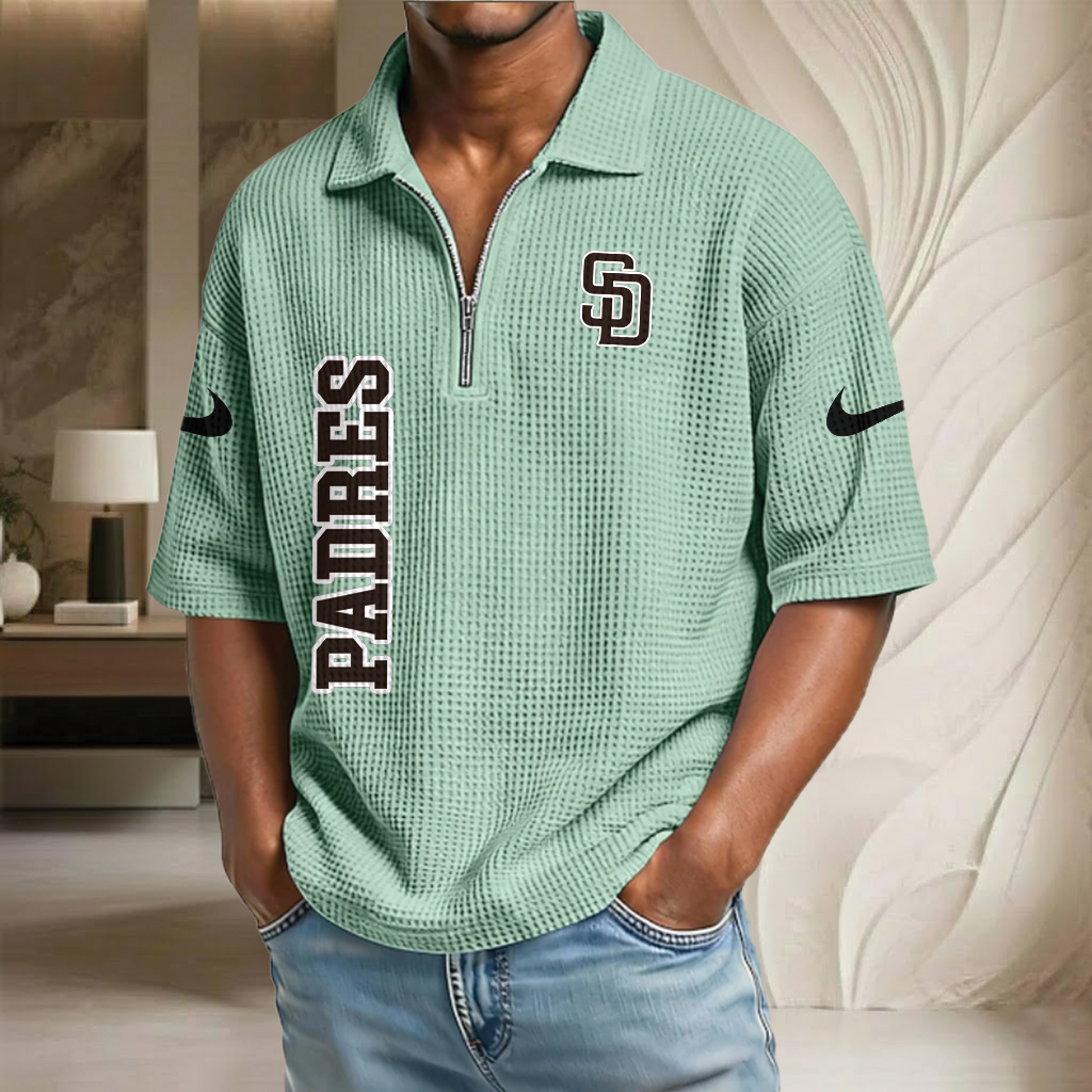 MLB x SD Baseball Waffle Half-Zip Polo Shirt HLP HLPHUONG