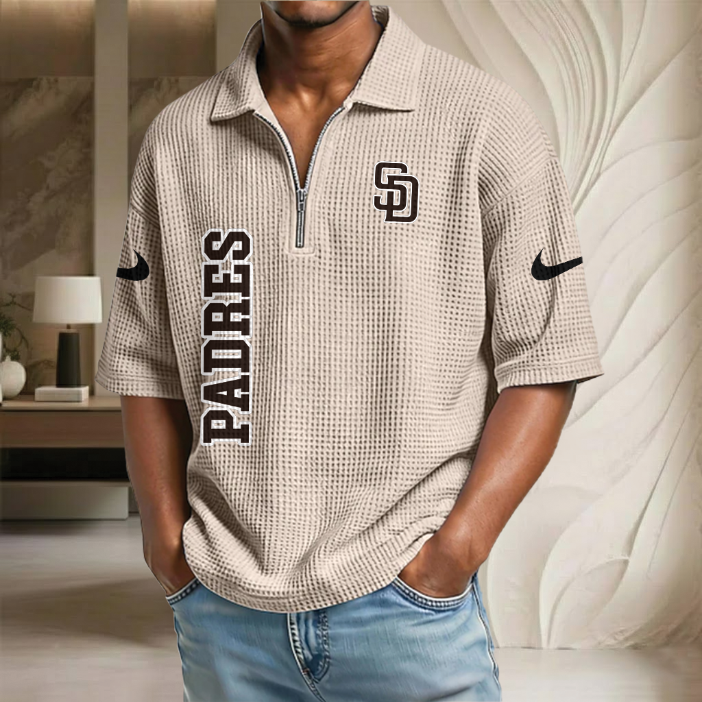 MLB x SD Baseball Waffle Half-Zip Polo Shirt HLP HLPHUONG