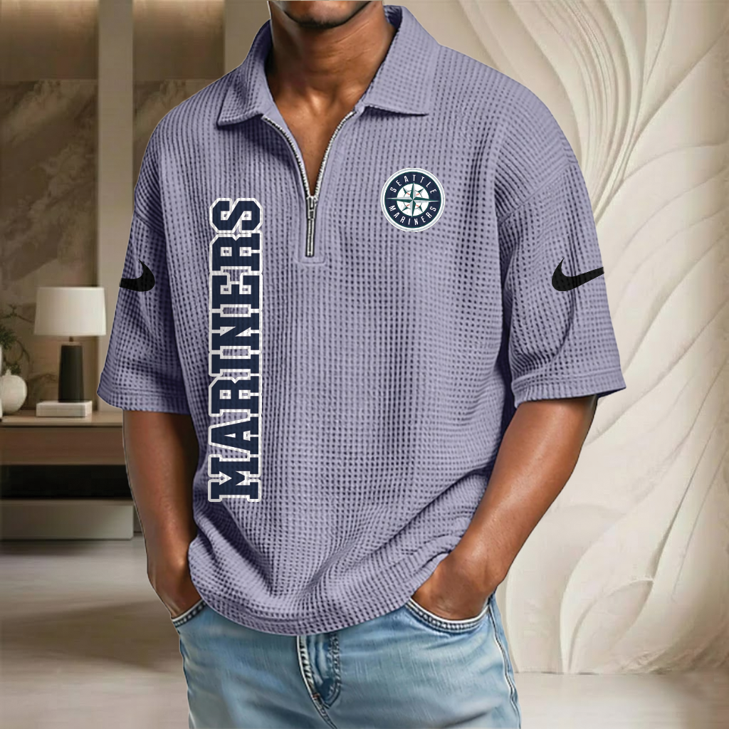 MLB x SEA Baseball Waffle Half-Zip Polo Shirt HLP HLPHUONG
