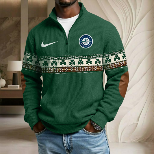 MLB x SEA Lucky St Patrick Day Stand Collar Half-zip Sweatshirt HLP HLPHUONG
