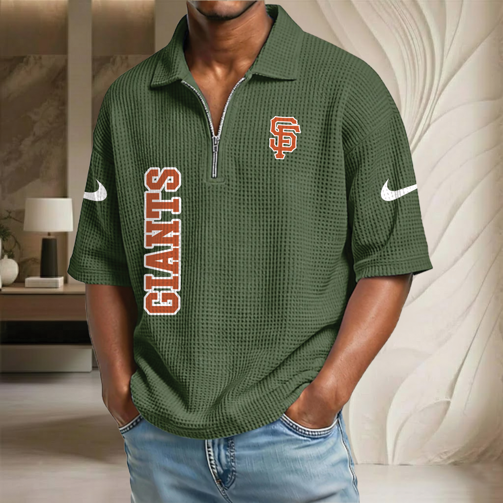 MLB x SF Baseball Waffle Half-Zip Polo Shirt HLP HLPHUONG