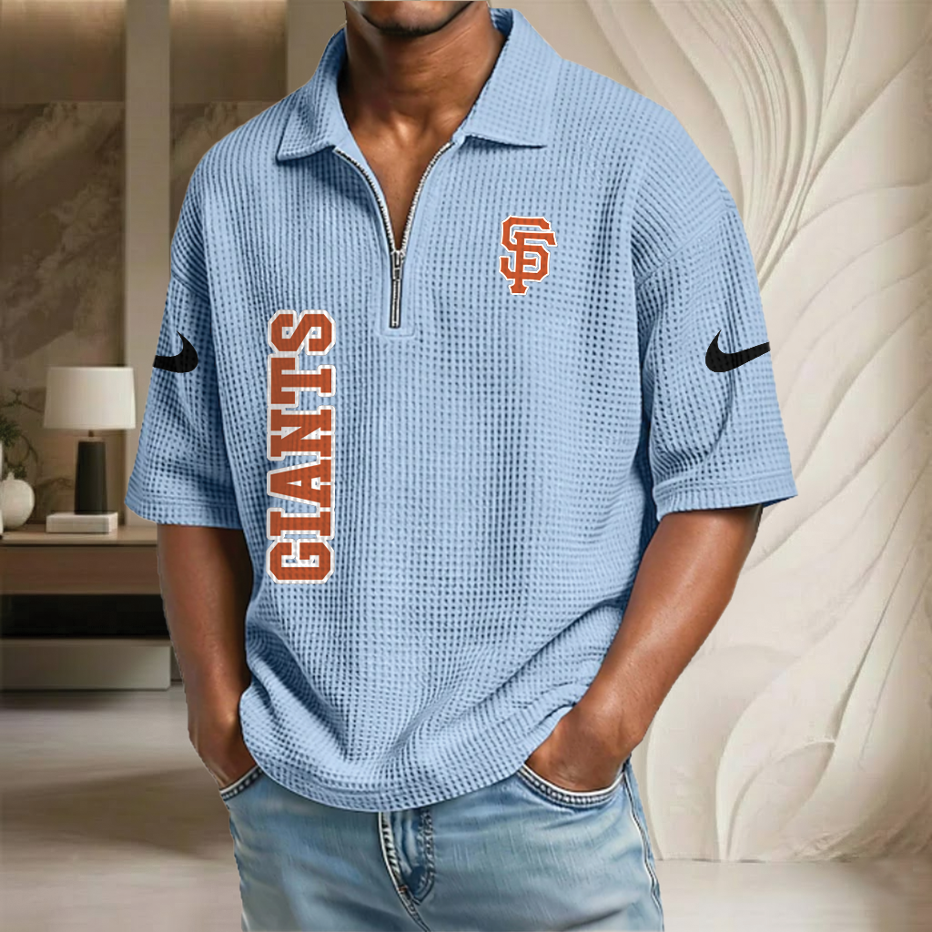 MLB x SF Baseball Waffle Half-Zip Polo Shirt HLP HLPHUONG