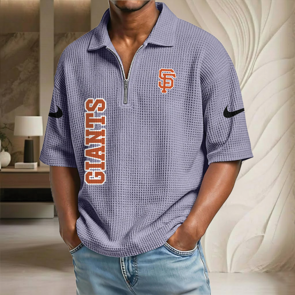 MLB x SF Baseball Waffle Half-Zip Polo Shirt HLP HLPHUONG