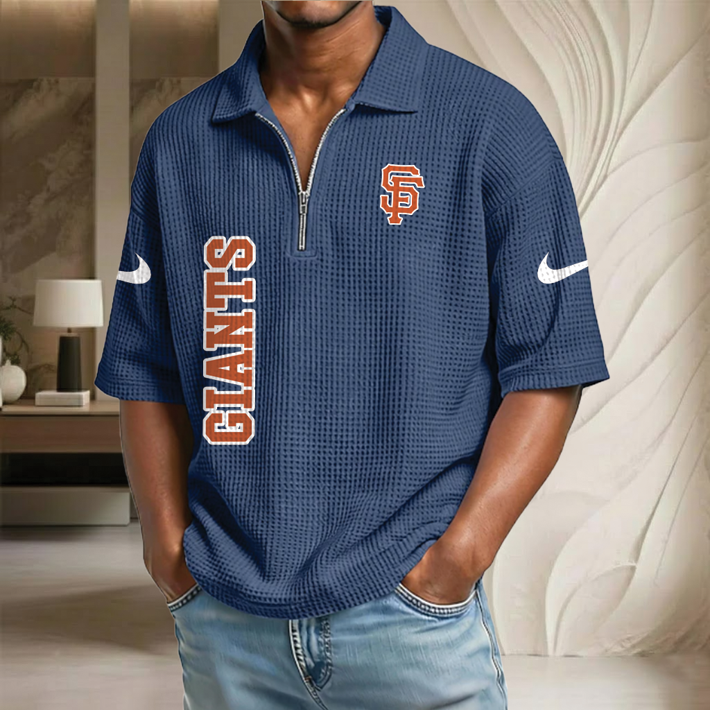 MLB x SF Baseball Waffle Half-Zip Polo Shirt HLP HLPHUONG