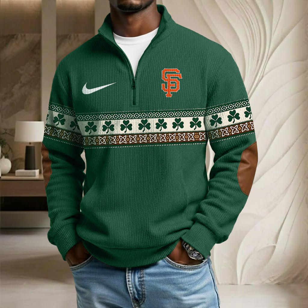 MLB x SF Lucky St Patrick Day Stand Collar Half-zip Sweatshirt HLP HLPHUONG