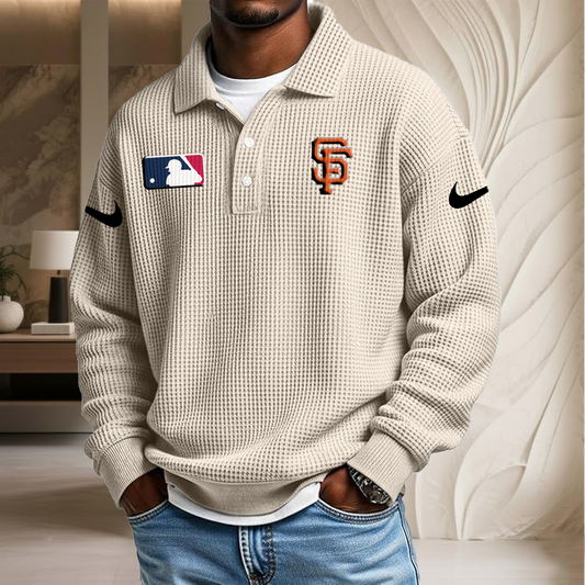 MLB x SF Waffle Three Button Lapel Polo HLP HLPHUONG