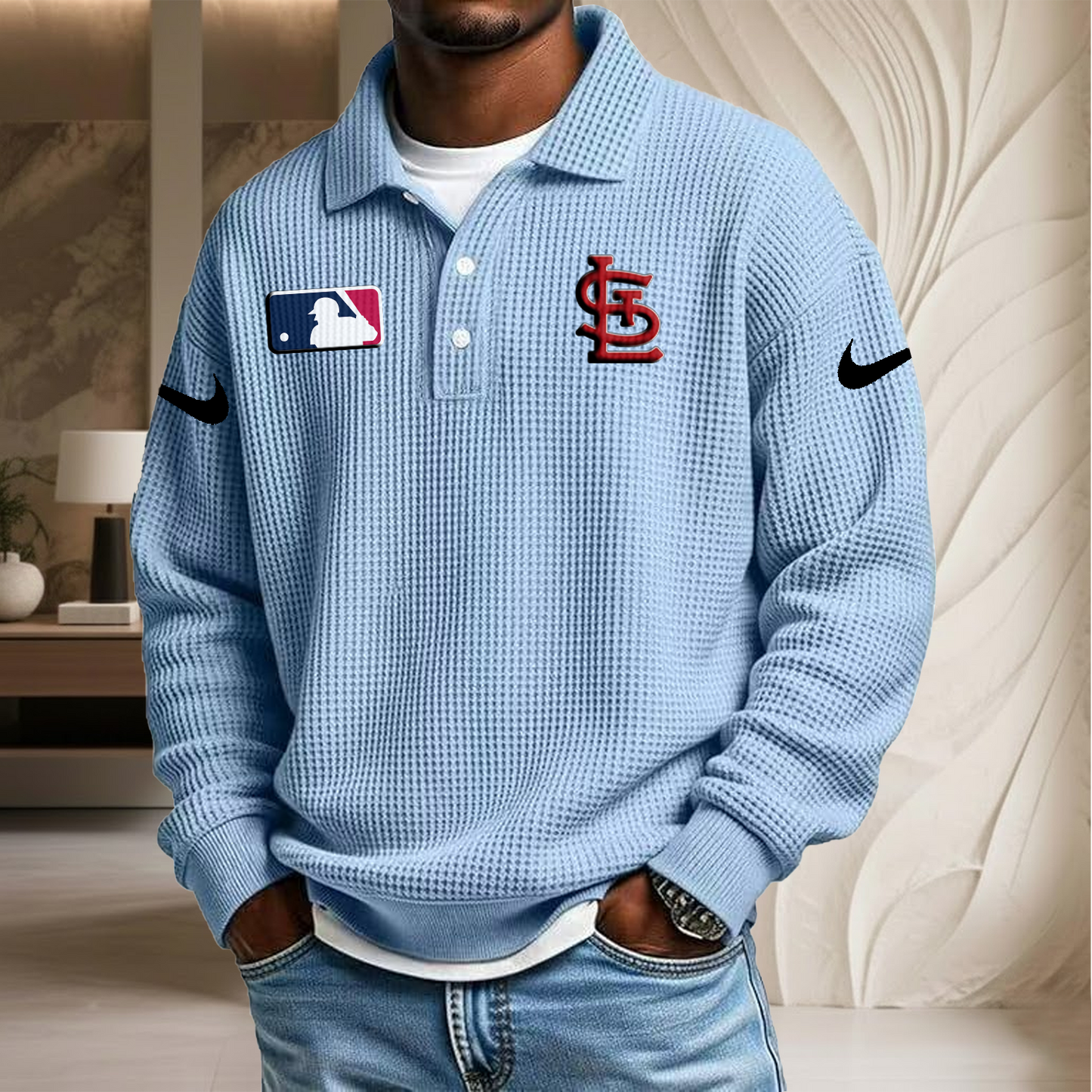 MLB x SL Waffle Three Button Lapel Polo HLP HLPHUONG