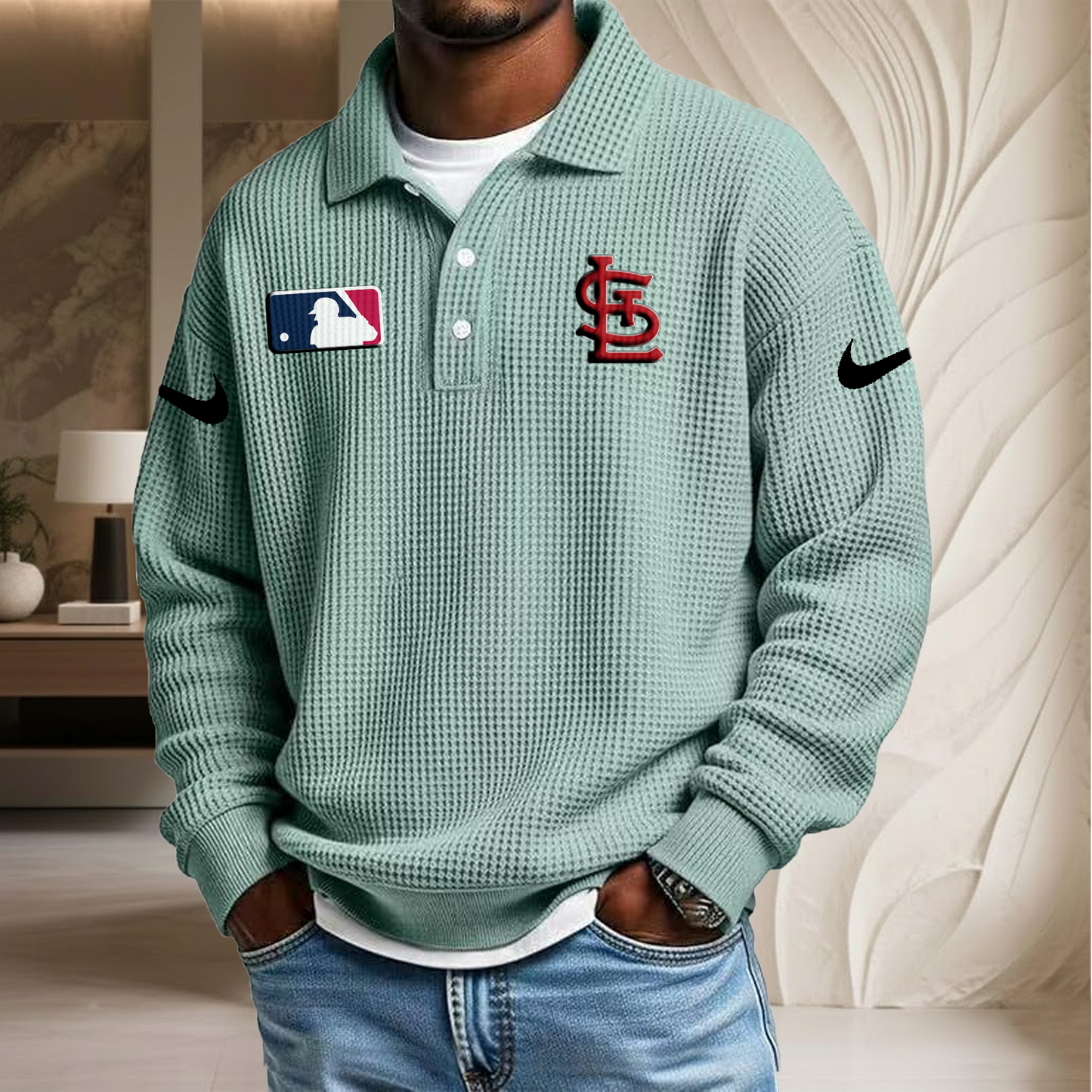 MLB x SL Waffle Three Button Lapel Polo HLP HLPHUONG