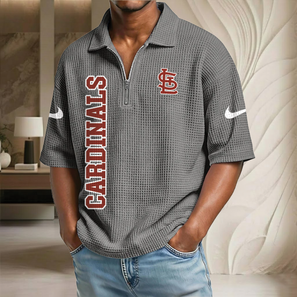 MLB x STL Baseball Waffle Half-Zip Polo Shirt HLP HLPHUONG