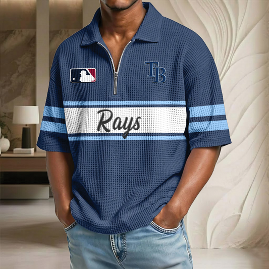 MLB x TB Baseball Waffle Half-Zip Polo Shirt HLP HLPHUONG
