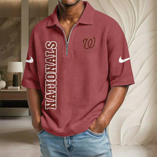 MLB x WAS Baseball Waffle Half-Zip Polo Shirt HLP HLPHUONG