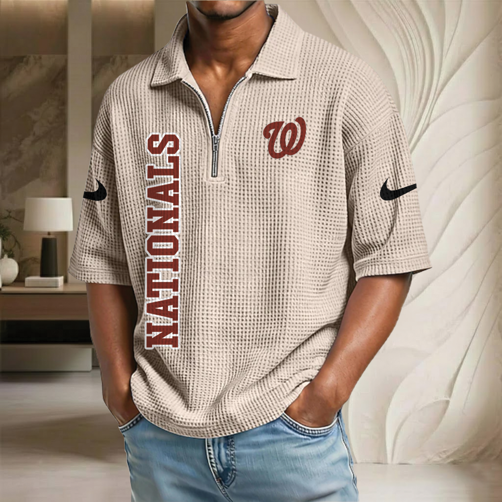 MLB x WAS Baseball Waffle Half-Zip Polo Shirt HLP HLPHUONG