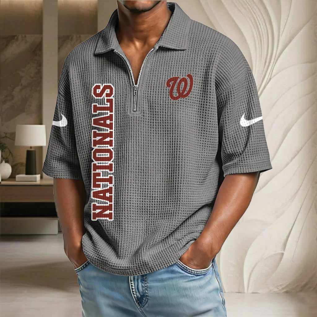 MLB x WAS Baseball Waffle Half-Zip Polo Shirt HLP HLPHUONG