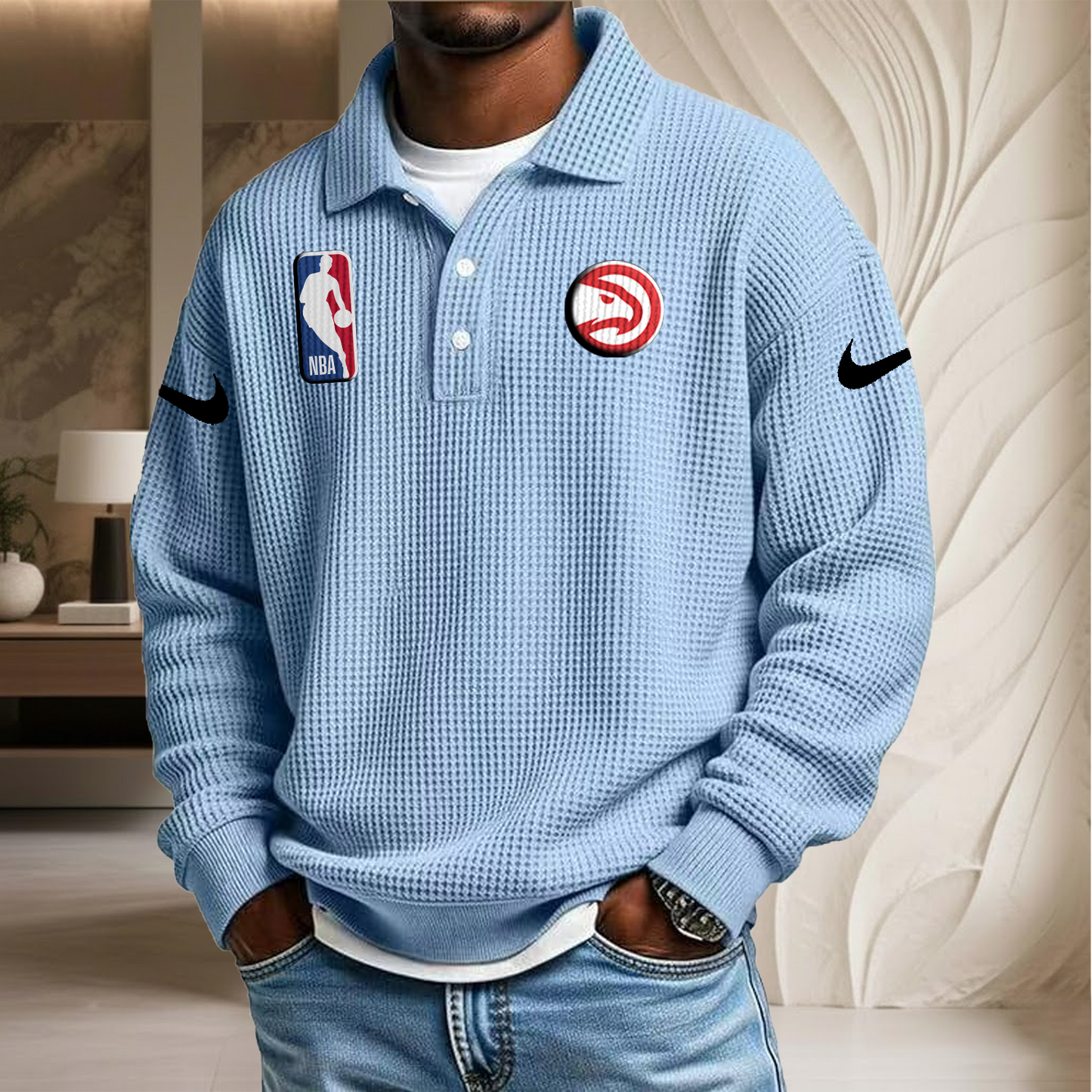 NBA x AH Waffle Three Button Lapel Polo HLP HLPHUONG