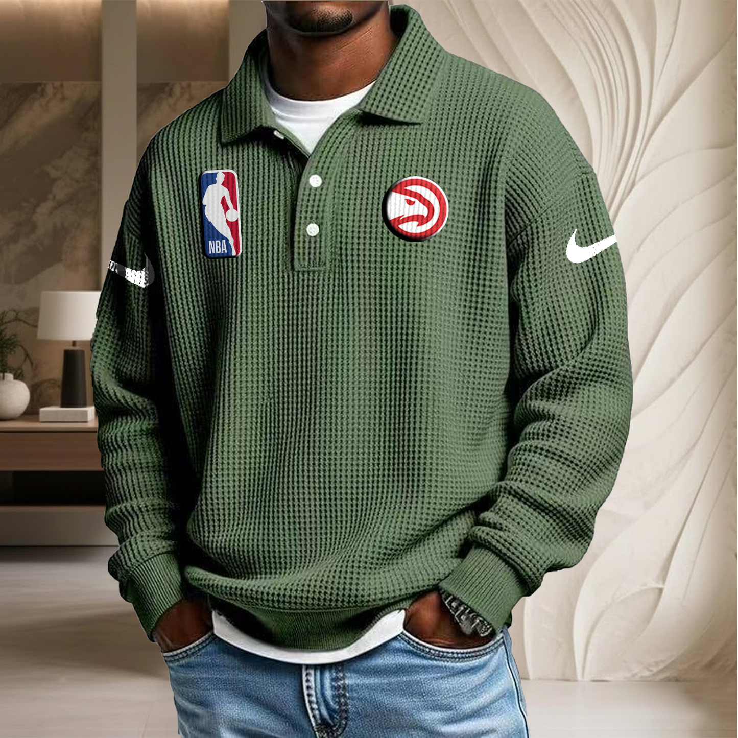 NBA x AH Waffle Three Button Lapel Polo HLP HLPHUONG