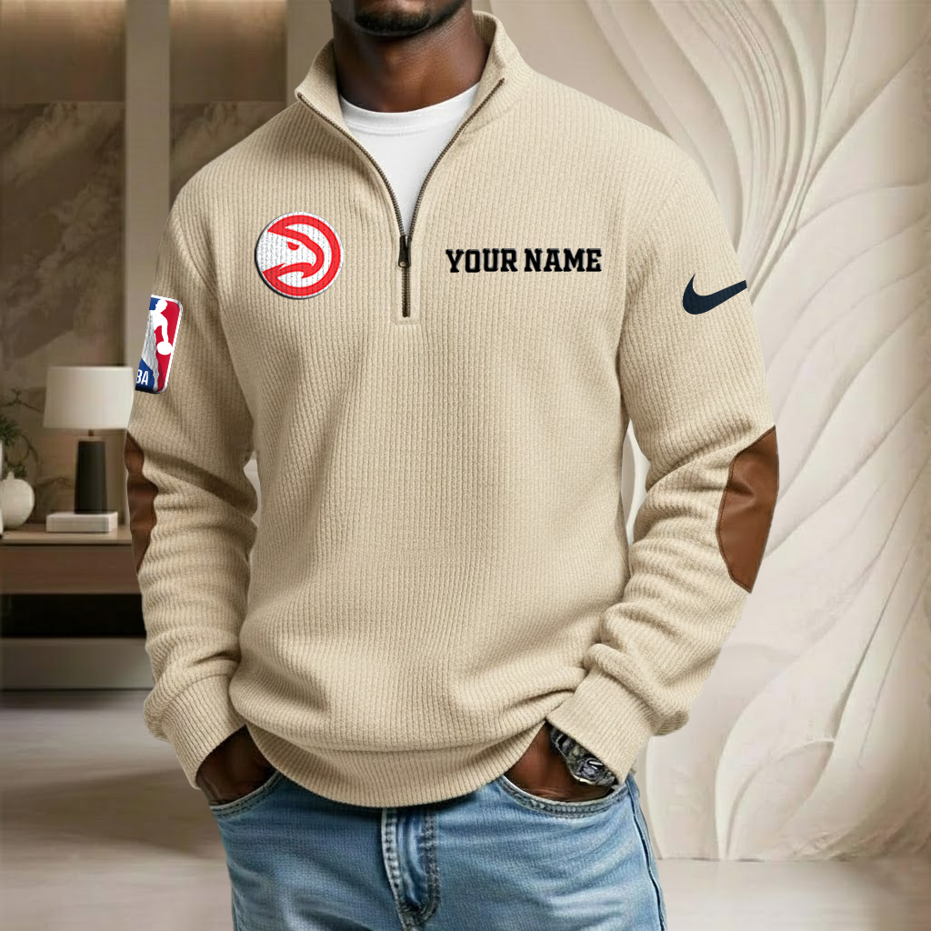 NBA x ATL Custom Name Stand Collar Half-zip Sweatshirt HLP HLPHUONG
