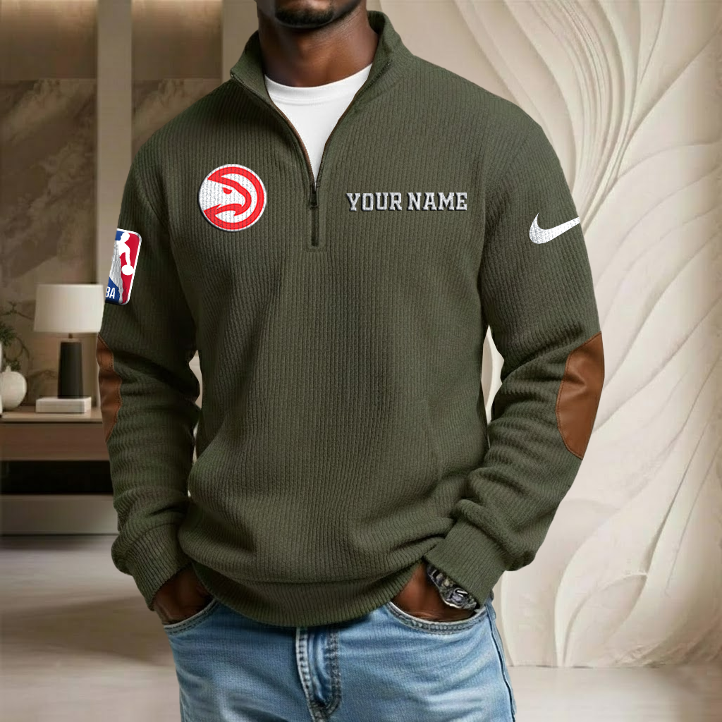 NBA x ATL Custom Name Stand Collar Half-zip Sweatshirt HLP HLPHUONG