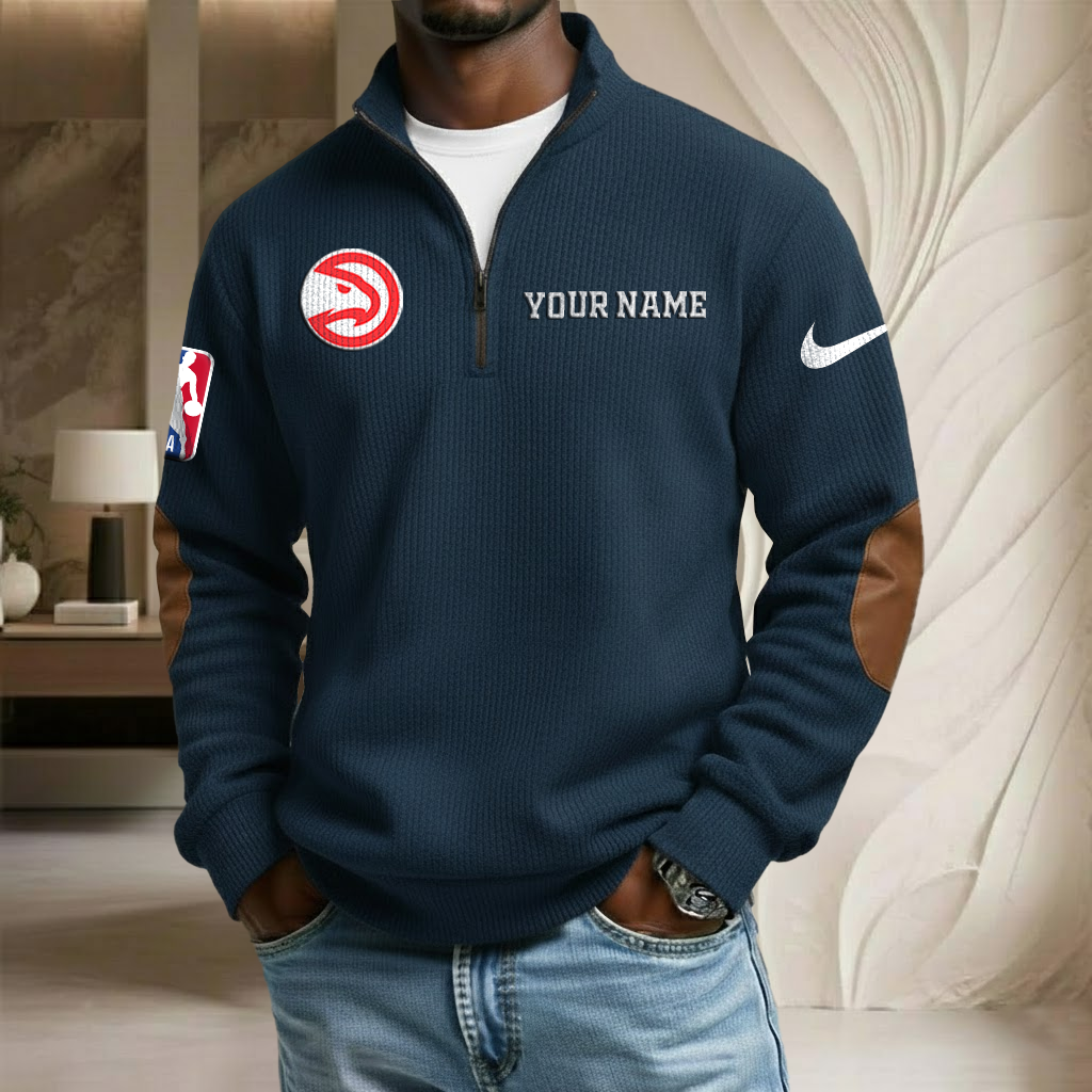 NBA x ATL Custom Name Stand Collar Half-zip Sweatshirt HLP HLPHUONG