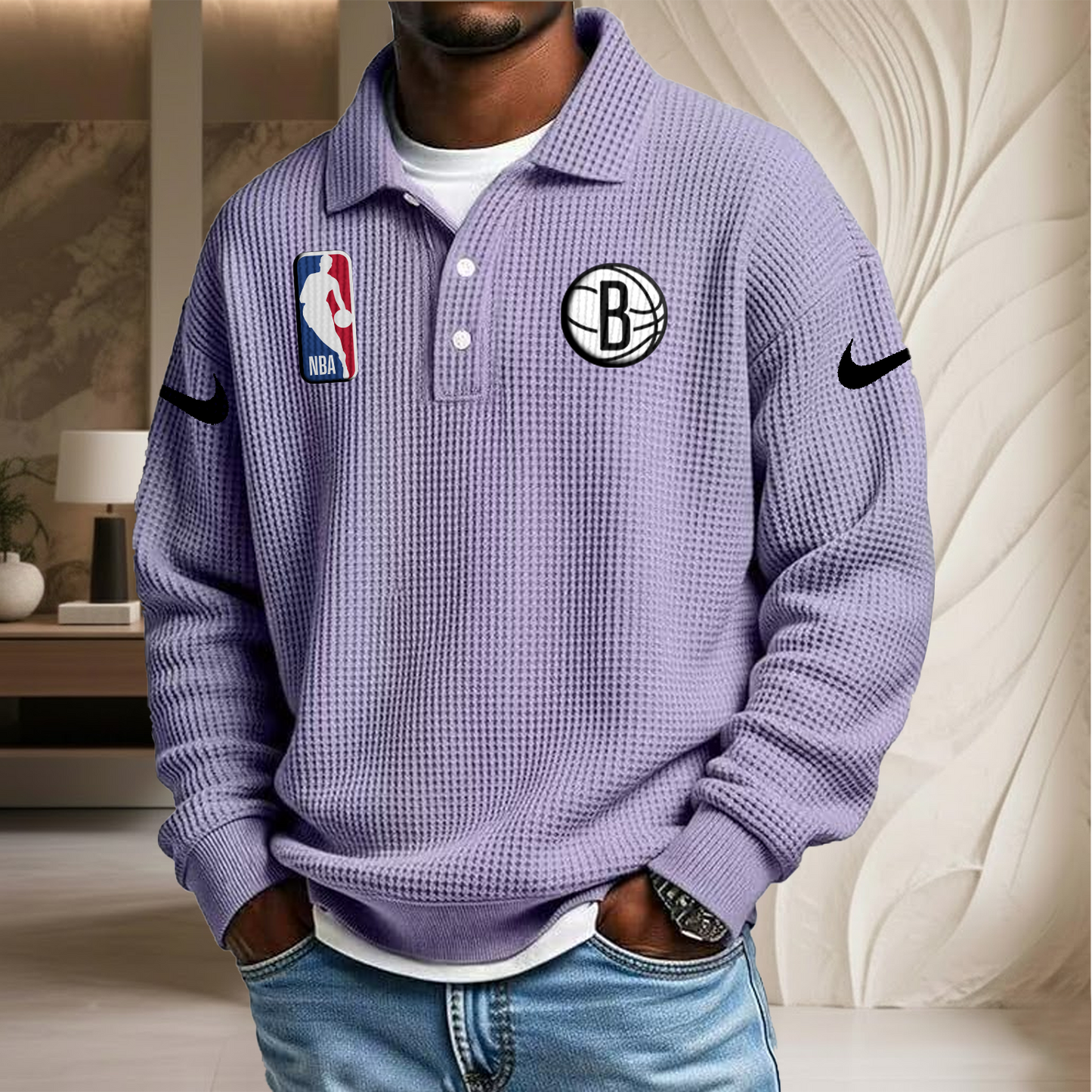 NBA x BN Waffle Three Button Lapel Polo HLP HLPHUONG