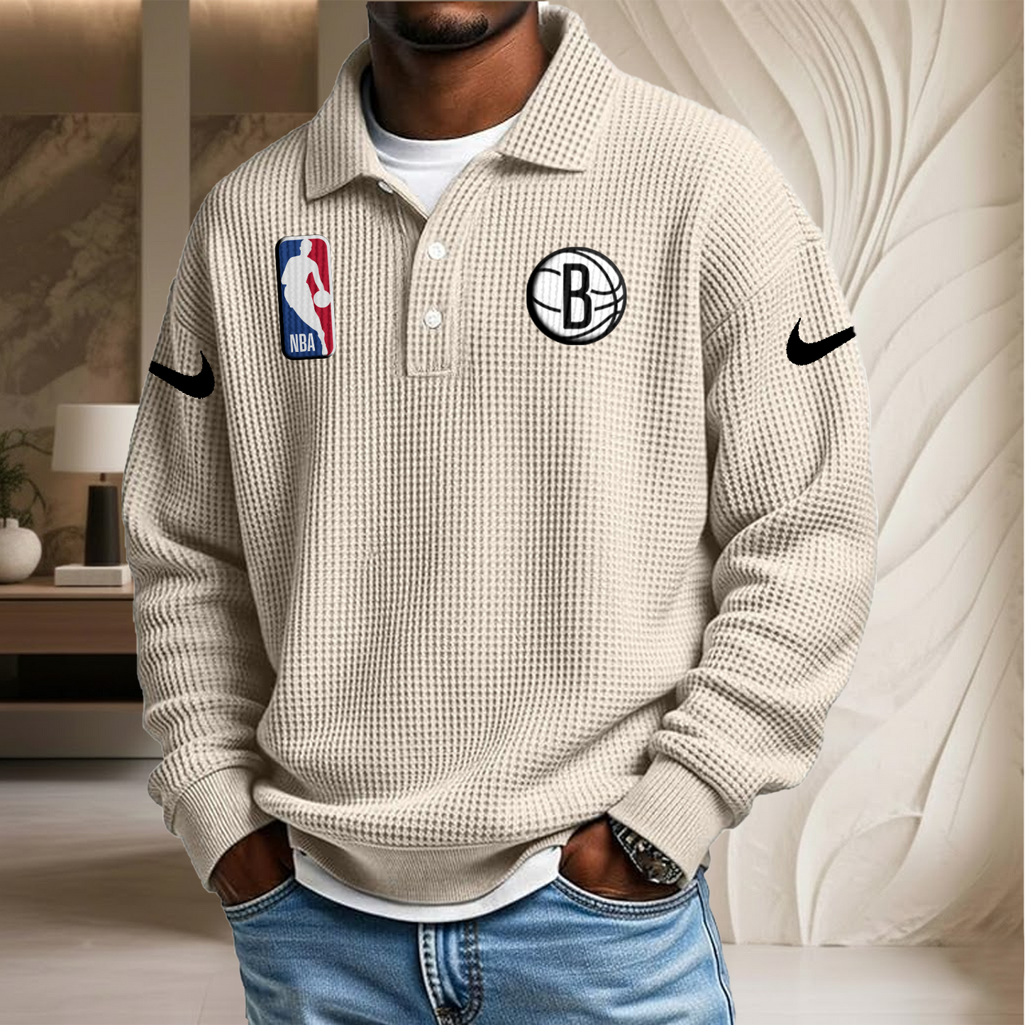 NBA x BN Waffle Three Button Lapel Polo HLP HLPHUONG