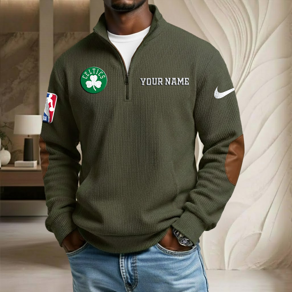 NBA x BOS Custom Name Stand Collar Half-zip Sweatshirt HLP HLPHUONG