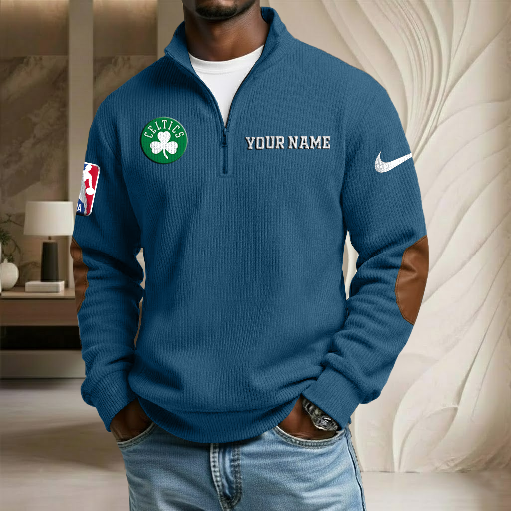 NBA x BOS Custom Name Stand Collar Half-zip Sweatshirt HLP HLPHUONG