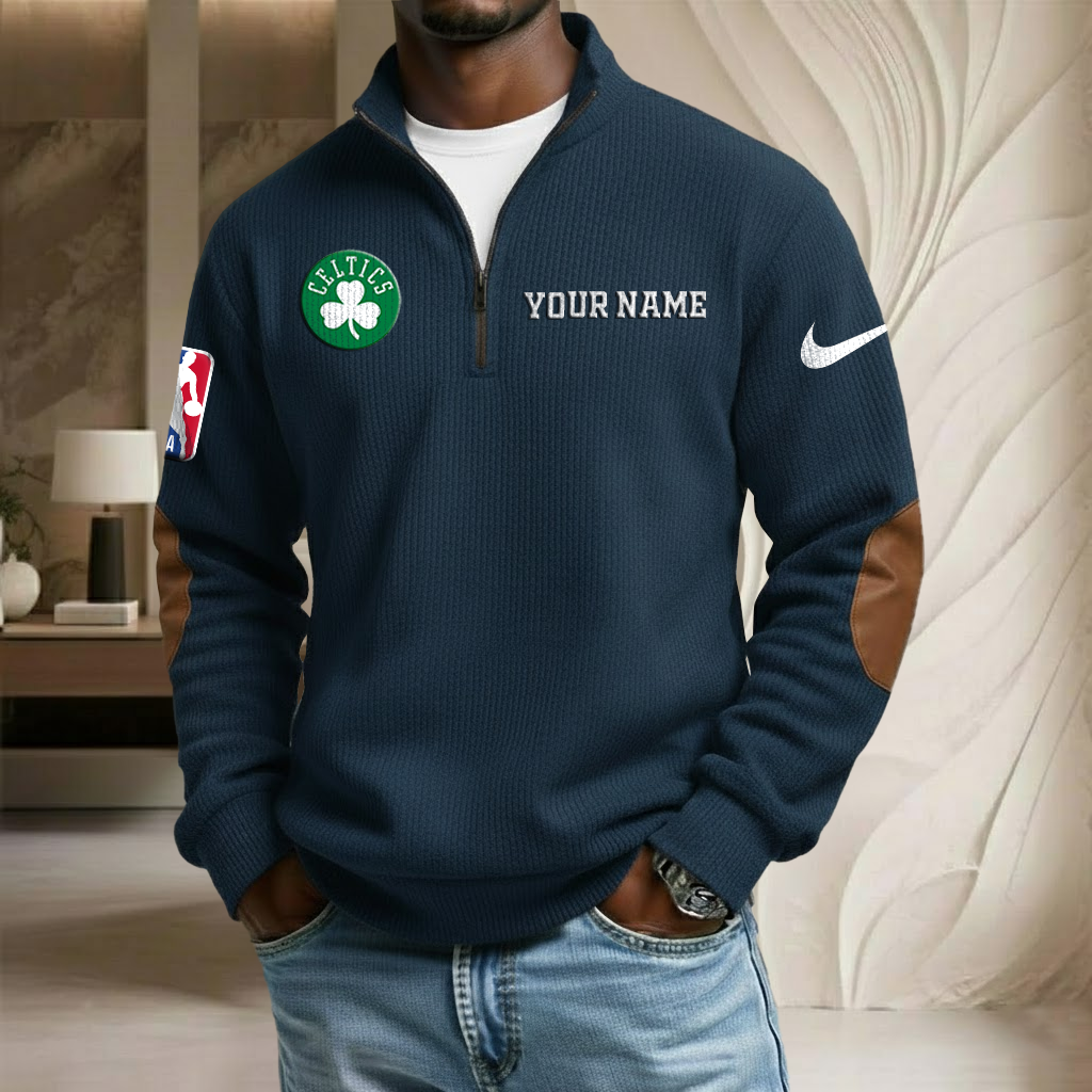 NBA x BOS Custom Name Stand Collar Half-zip Sweatshirt HLP HLPHUONG