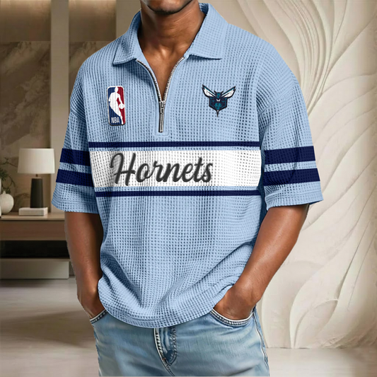 NBA x CH Basketball Waffle Half-Zip Polo Shirt HLP HLPHUONG