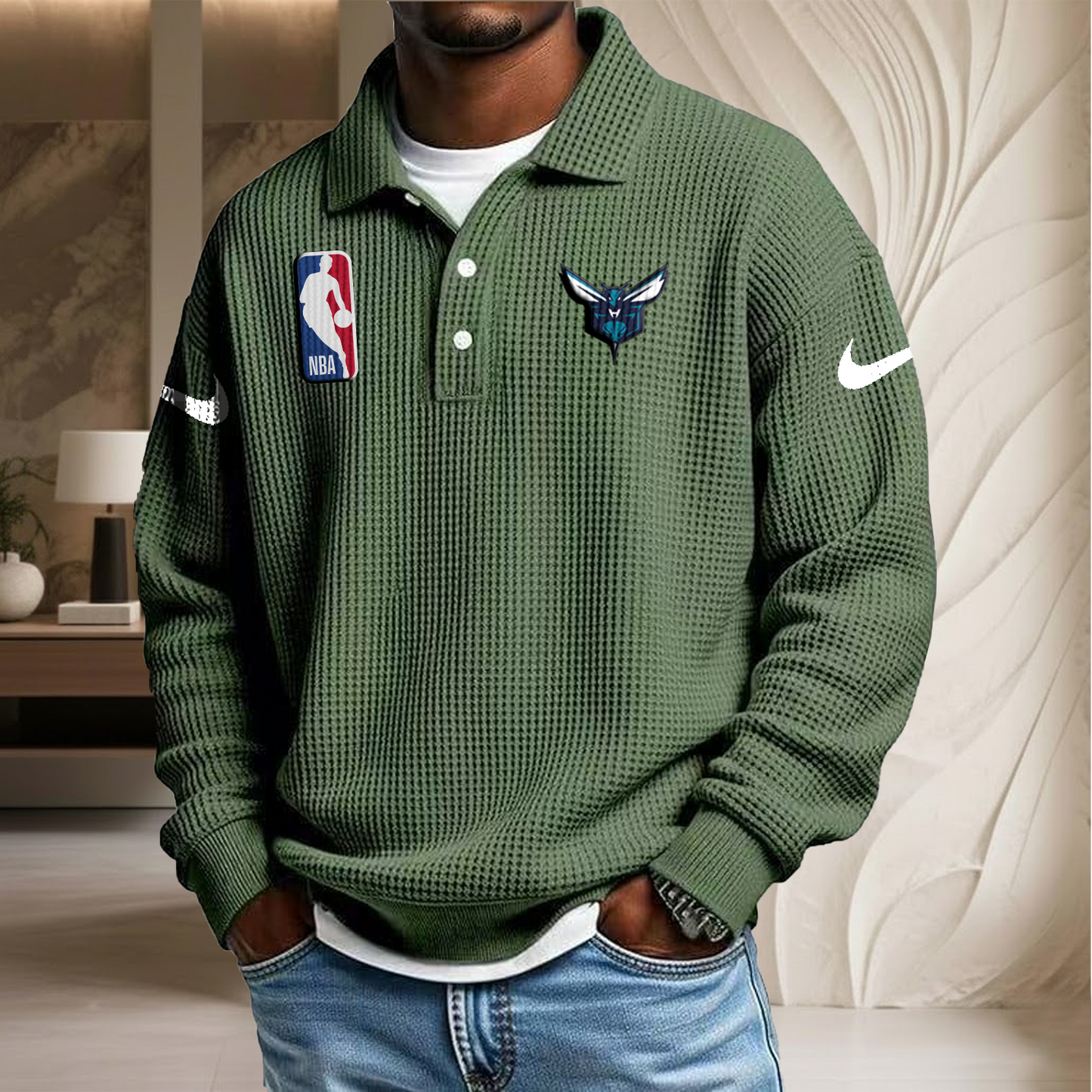 NBA x CH Waffle Three Button Lapel Polo HLP HLPHUONG