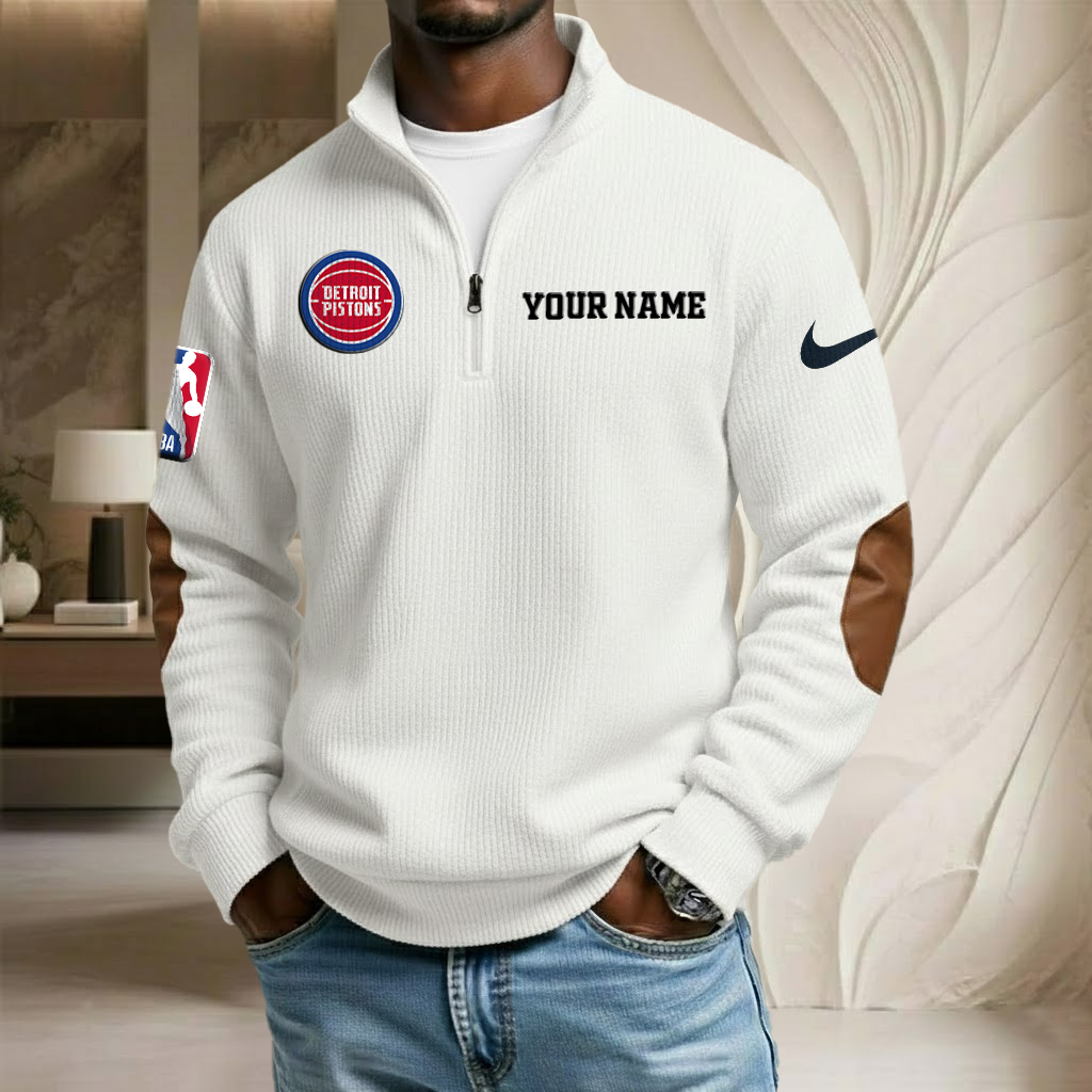 NBA x DET Custom Name Stand Collar Half-zip Sweatshirt HLP HLPHUONG