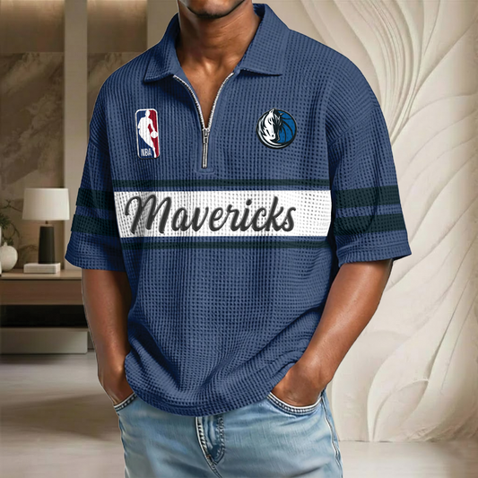 NBA x DM Basketball Waffle Half-Zip Polo Shirt HLP HLPHUONG