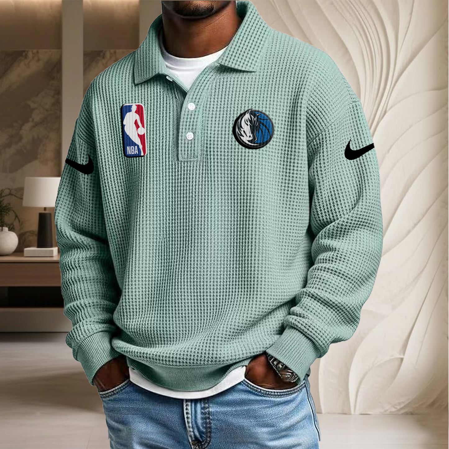 NBA x DM Waffle Three Button Lapel Polo HLP HLPHUONG