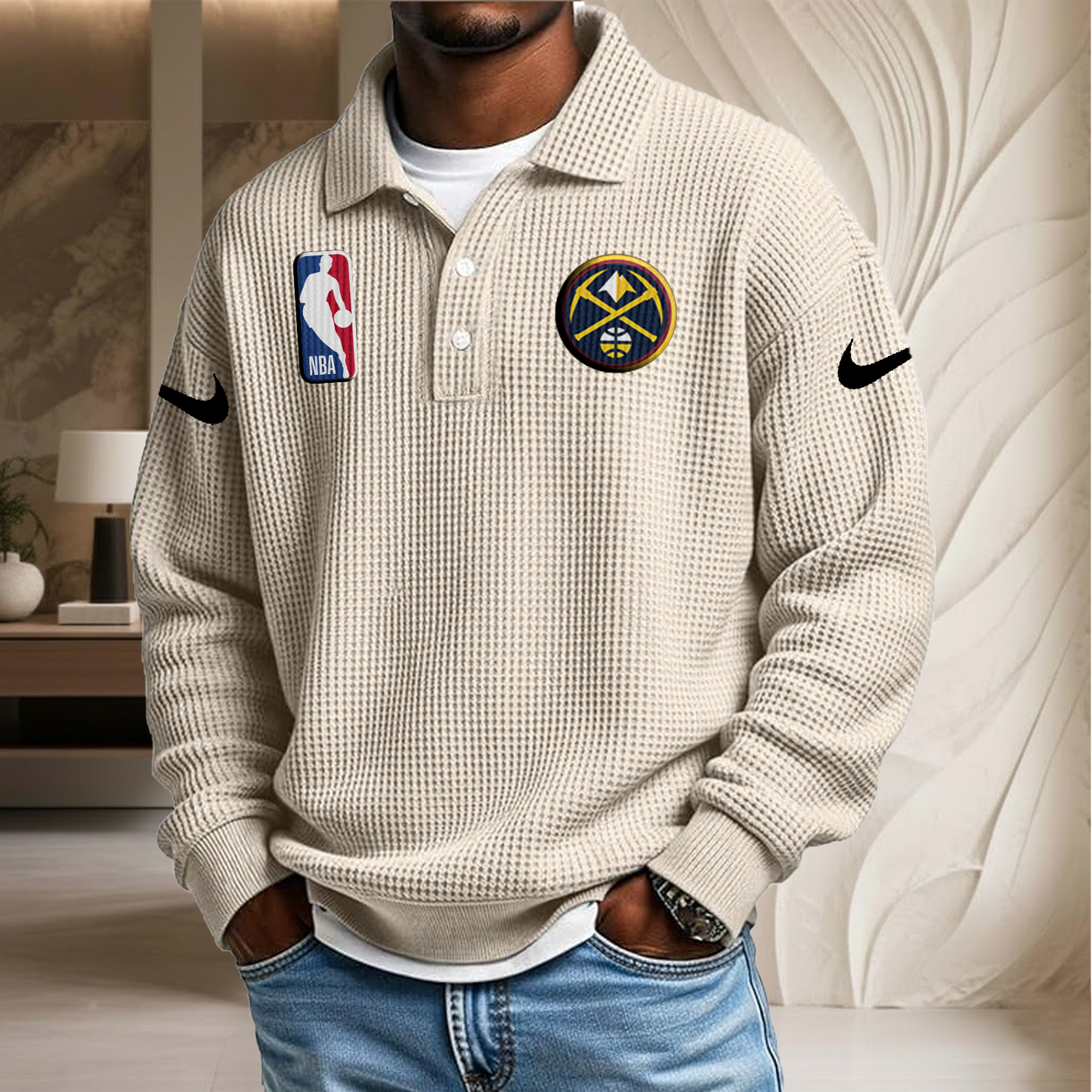 NBA x DN Waffle Three Button Lapel Polo HLP HLPHUONG
