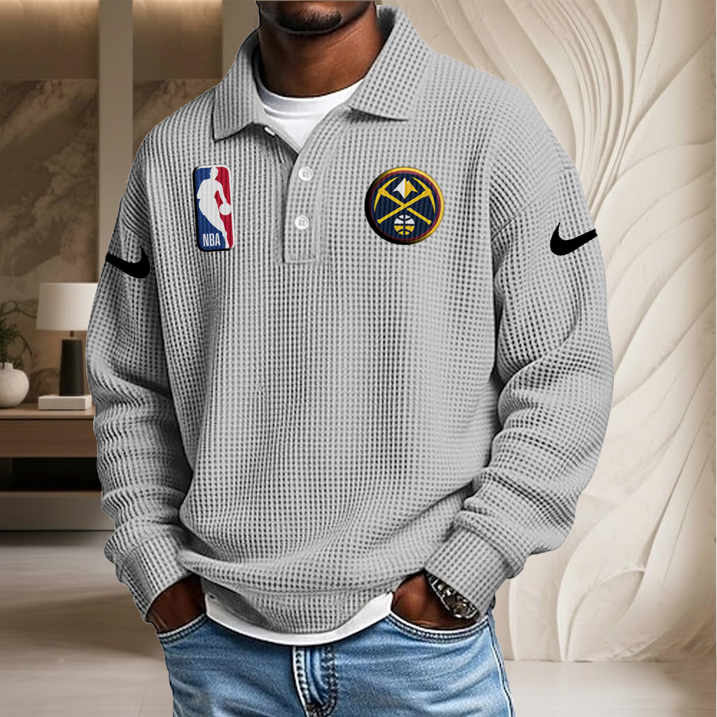 NBA x DN Waffle Three Button Lapel Polo HLP HLPHUONG