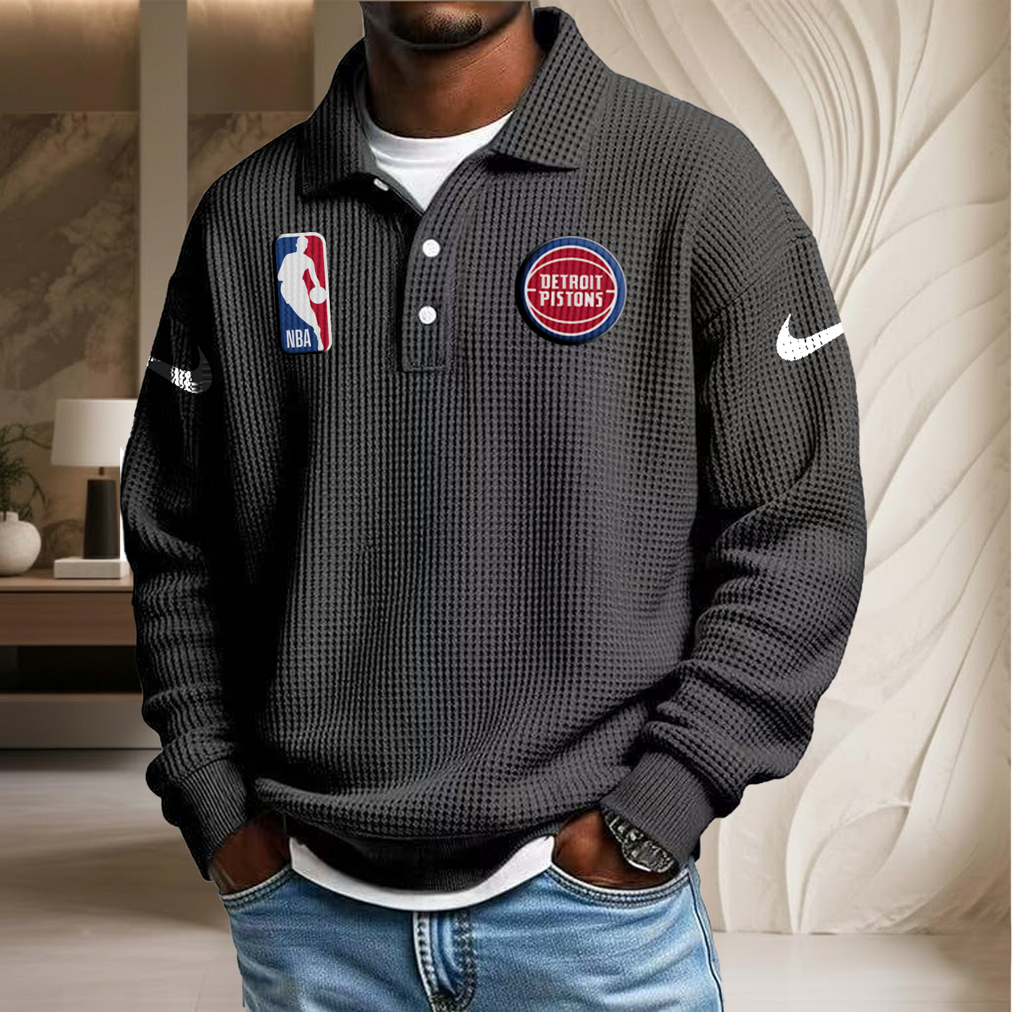 NBA x DP Waffle Three Button Lapel Polo HLP HLPHUONG