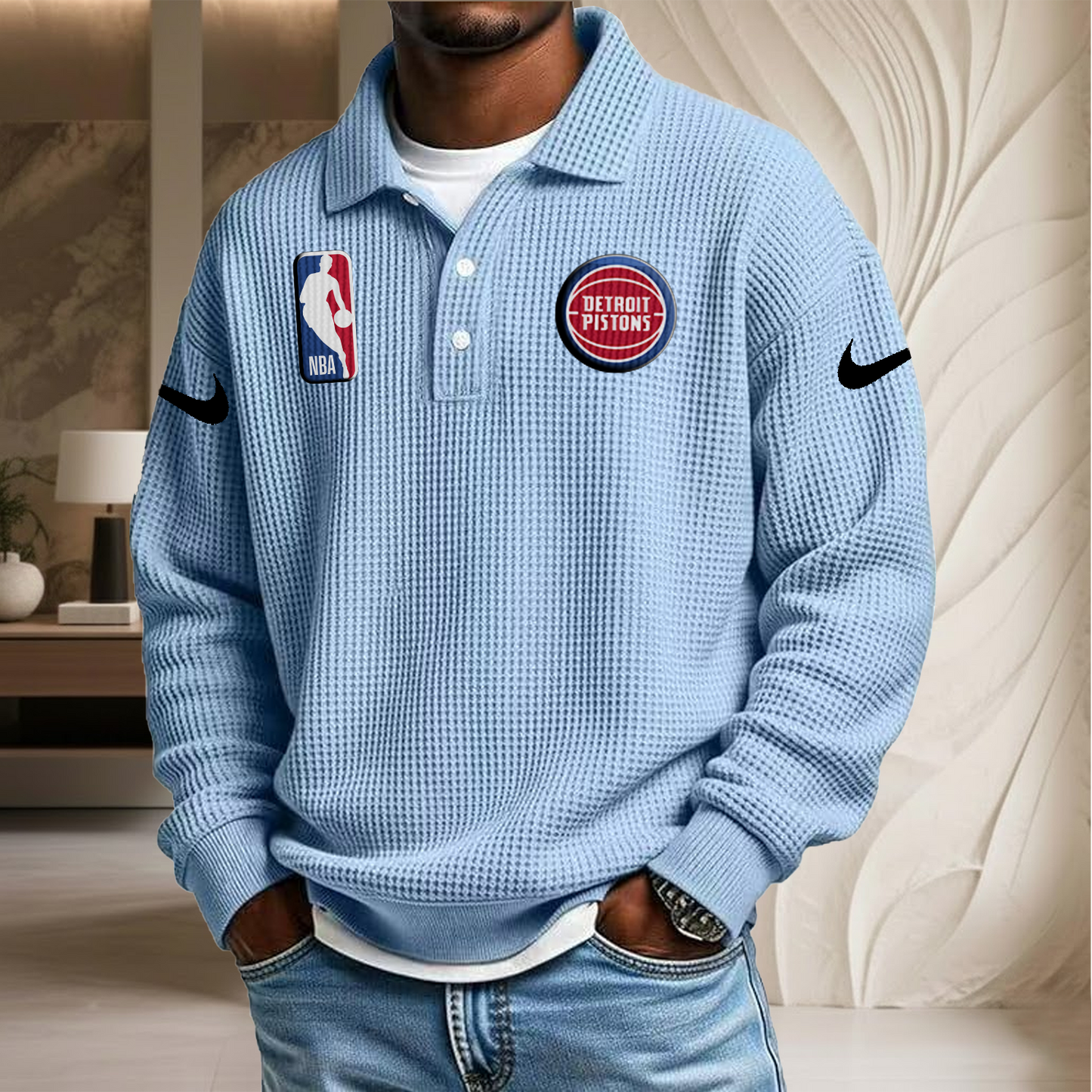 NBA x DP Waffle Three Button Lapel Polo HLP HLPHUONG