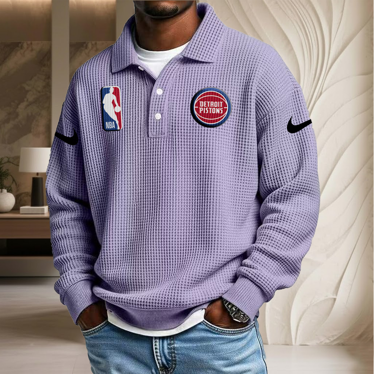 NBA x DP Waffle Three Button Lapel Polo HLP HLPHUONG