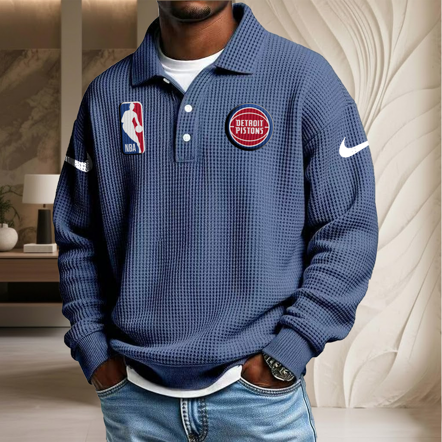 NBA x DP Waffle Three Button Lapel Polo HLP HLPHUONG