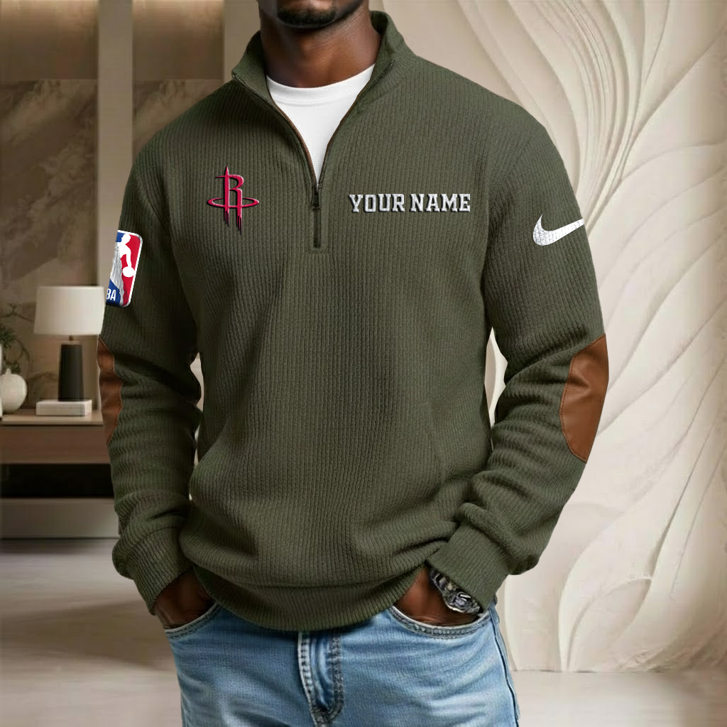 NBA x HOU Custom Name Stand Collar Half-zip Sweatshirt HLP HLPHUONG
