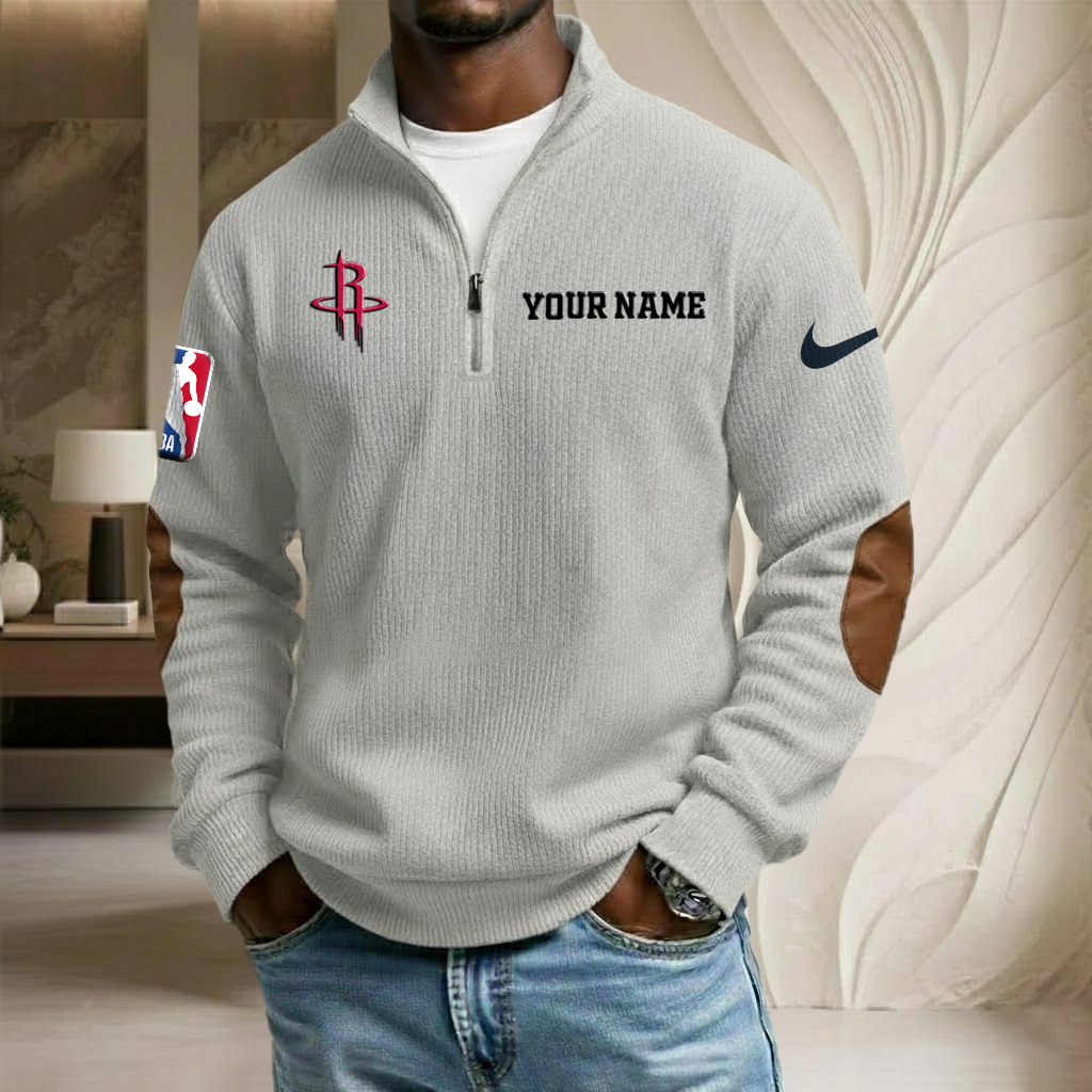 NBA x HOU Custom Name Stand Collar Half-zip Sweatshirt HLP HLPHUONG
