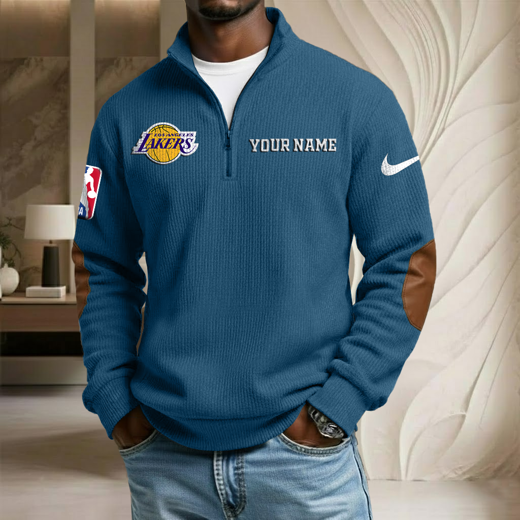 NBA x LAL Custom Name Stand Collar Half-zip Sweatshirt HLP HLPHUONG
