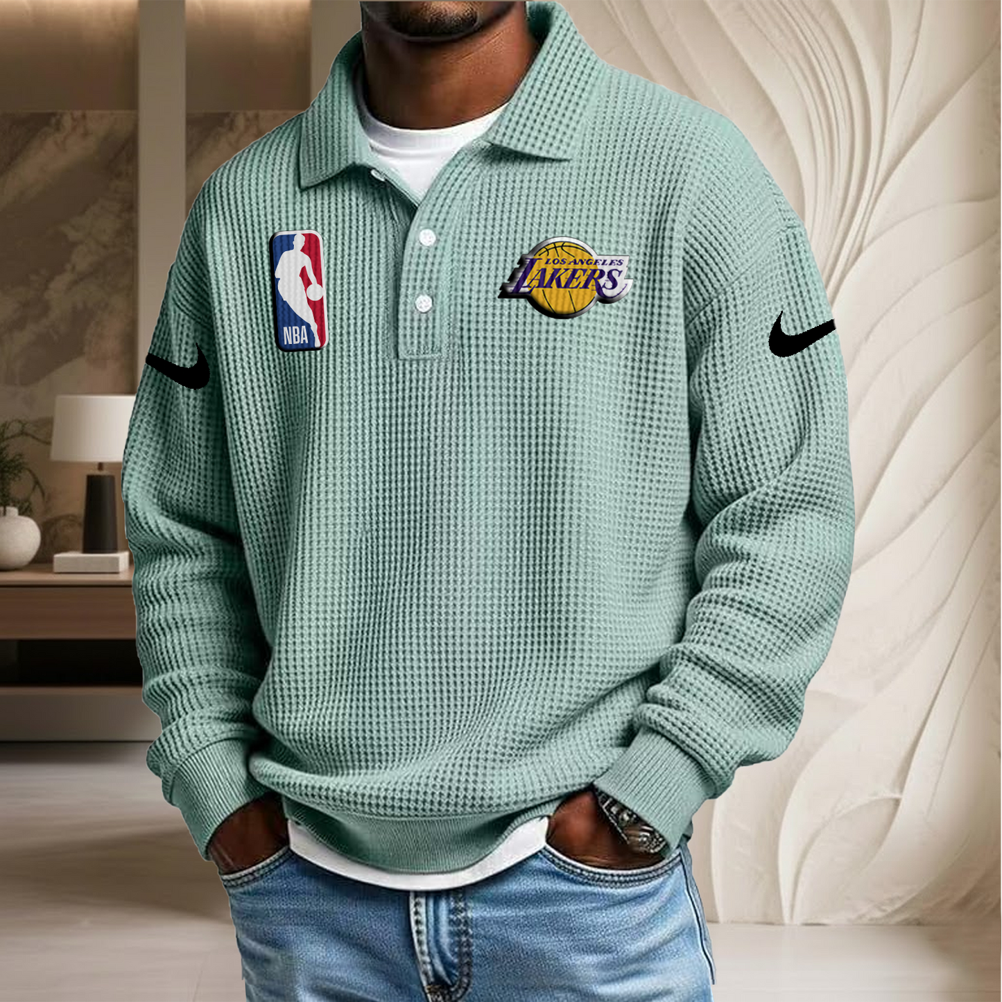 NBA x LAL Waffle Three Button Lapel Polo HLP HLPHUONG