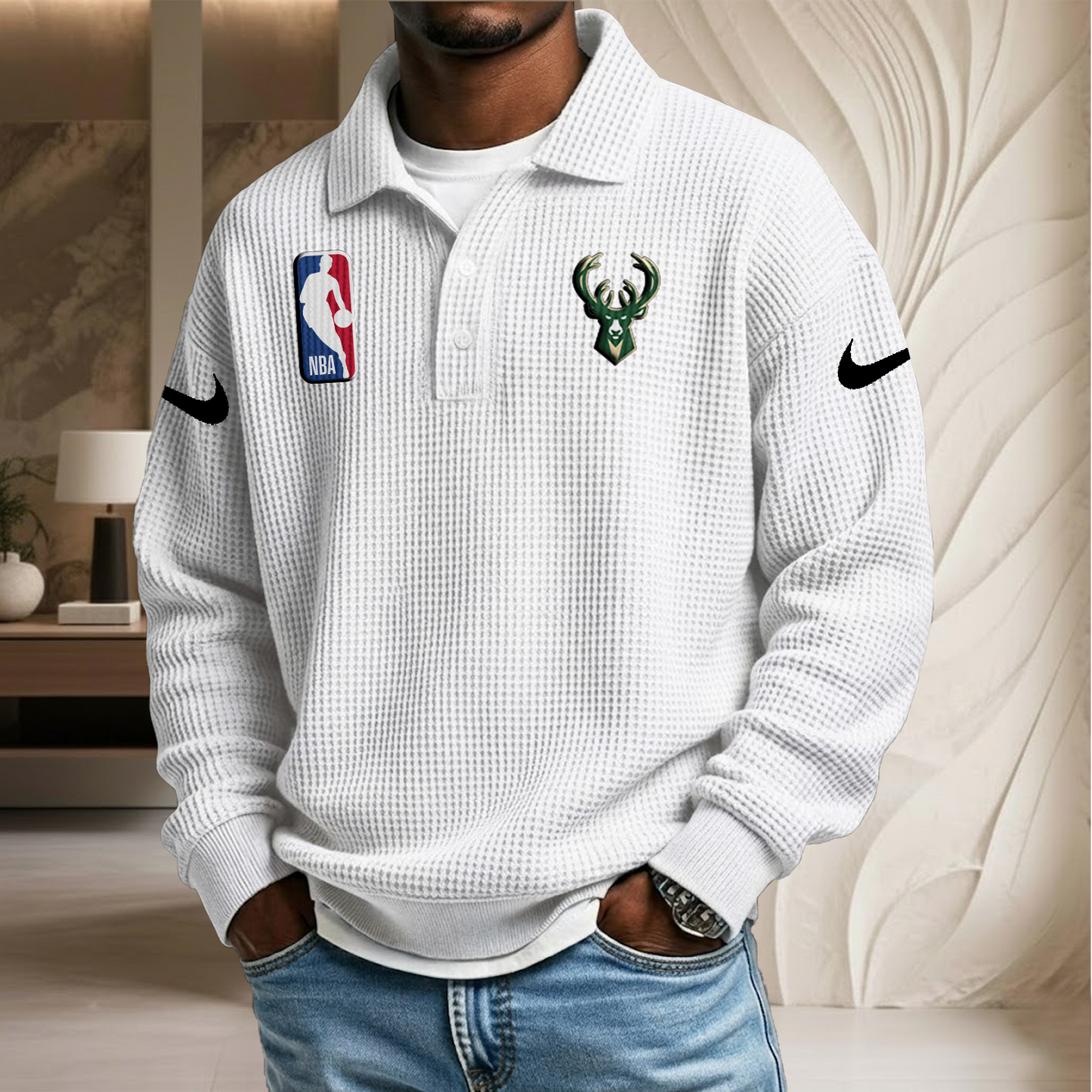 NBA x MB Waffle Three Button Lapel Polo HLP HLPHUONG