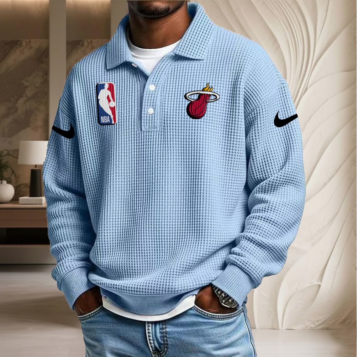 NBA x MH Waffle Three Button Lapel Polo HLP HLPHUONG