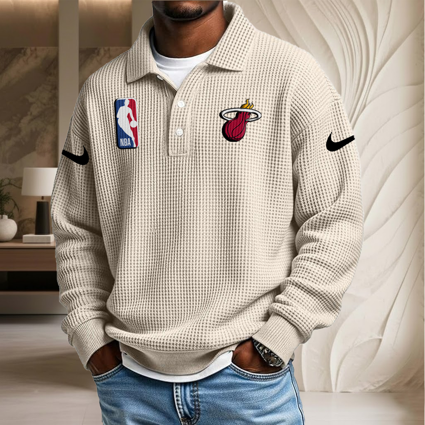 NBA x MH Waffle Three Button Lapel Polo HLP HLPHUONG