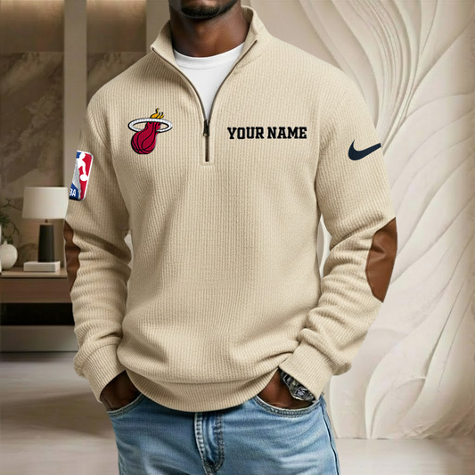 NBA x MIA Custom Name Stand Collar Half-zip Sweatshirt HLP HLPHUONG