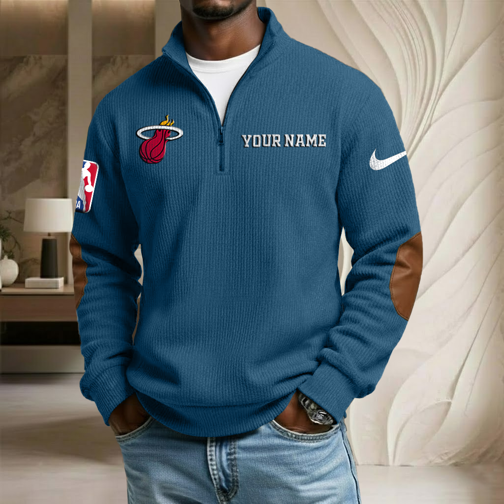 NBA x MIA Custom Name Stand Collar Half-zip Sweatshirt HLP HLPHUONG